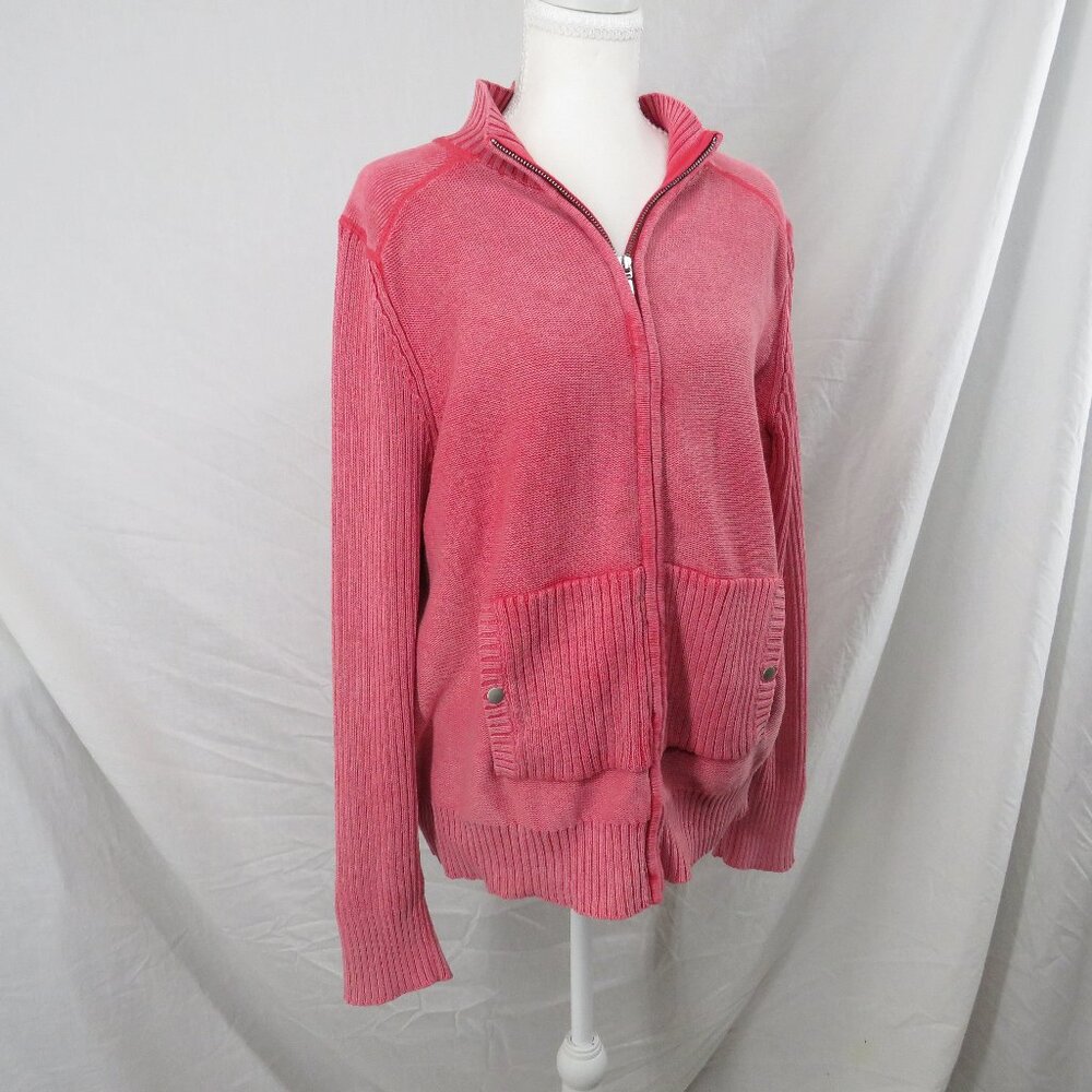 ✨ VINTAGE 90s Y2K GUIDE SERIES CORAL PINK ZIP-UP CARDIGAN SWEATER ✨ Size: L